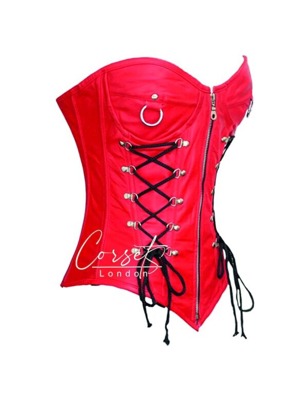 Genuine Leather Overbust Tight Shaper zipper closure corset, steel boned, Available in a range of colours