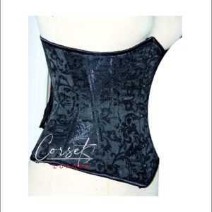 Black brocade fabric under bust Corset, waist Trainer, body shaper.