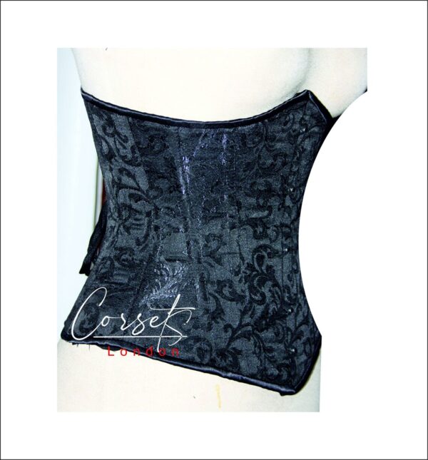 Black brocade fabric under bust Corset, waist Trainer, body shaper.