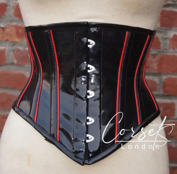 Stylish Black/Red PVC Steel Boned Under Bust waist trainer Corset