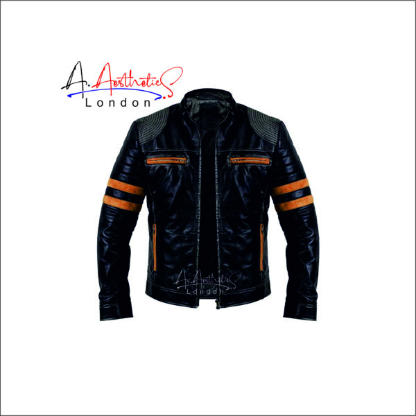 Men's Retro Motorcycle Jacket, Used-Look Biker Leather Jacket