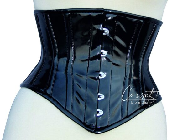 Black pvc Underbust Corset in shiny artificial leather