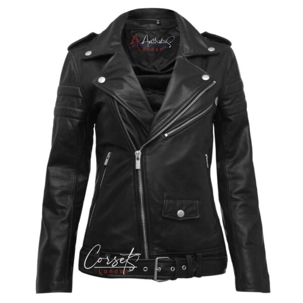 Women's Genuine Lambskin Leather Slimfit Soft Motorcycle Biker Jacket