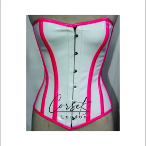 Overbust Corset white pvc Pink Contrasts