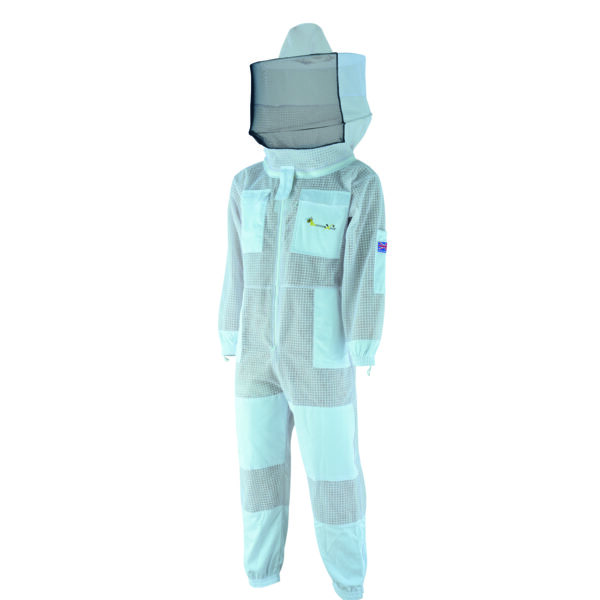 Advanced 3-Layer Ultra Ventilated Beekeeping Pilot Suit – Round Veil with Maximum Protection | White